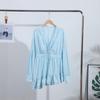 Casual Shirt Mini Dress Women Loose V-neck Buttons Dresses Lady Full Sleeve Spring Summer Above Knee Solid Robe Woman Streetwear