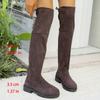 Plus-size Shoes, Low-heeled Shoes, Over-the-knee Long Boots, New Women's Shoes, Back Lace-up, Thick-heeled, Thin High Boots