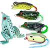 RUNCL Topwater Frog Lures 5PCS, Durable Lifelike Silicone Bass Bait, Floating Realistic Frog Lures Kit for Freshwater Saltwater, Topwater Fishing