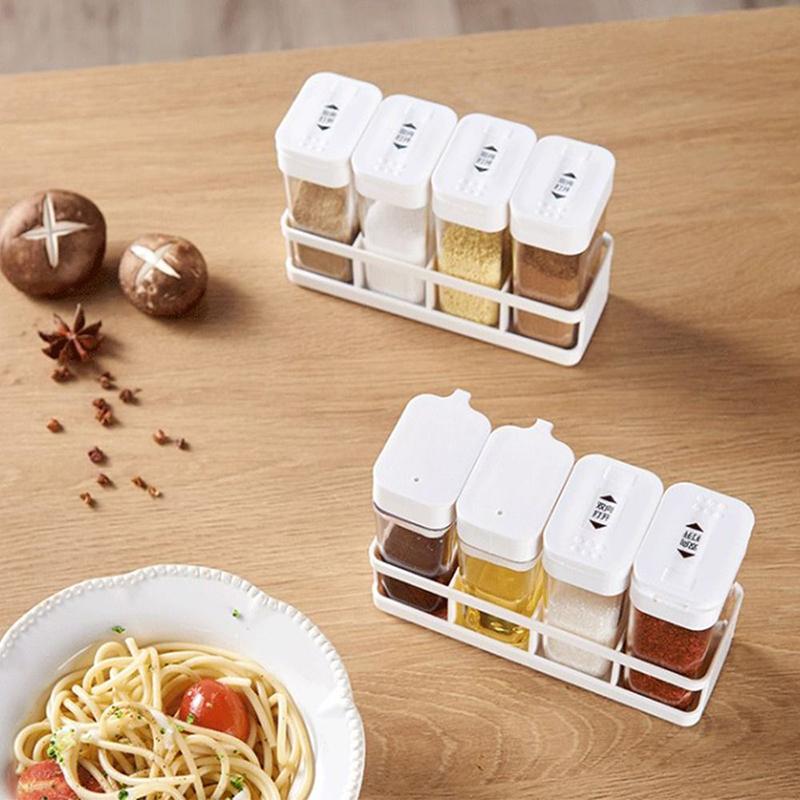 Spice Jars Set Plastic Seasoning Storage Box Set With Lid Transparent Barbecue Storage Containers Spice Racks Kitchen Supplies