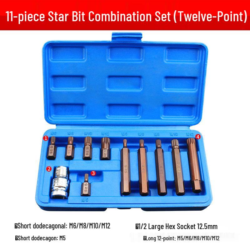 Hexagonal T30 Internal 6-Spline, 12-Point Star Key Socket M10 Tool, T40 Auto Repair.