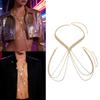Stylish U Shape Layer Fringe Chest Necklace In Gold And Silver For Wedding Party And Cosplay Outfits