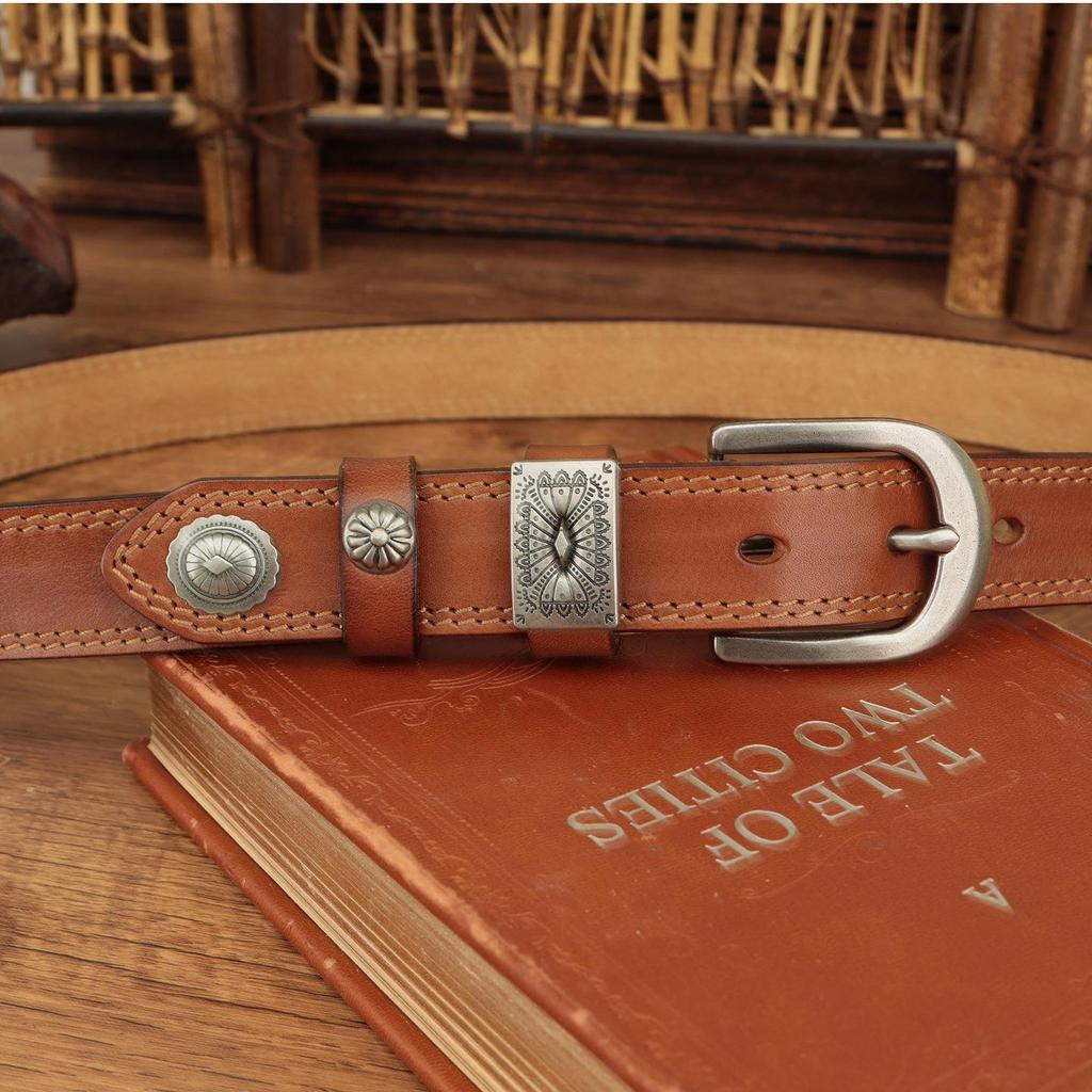 Women's Retro Versatile Fashion Belt with Decorative Buckle - Korean Style Leather Jeans Belt