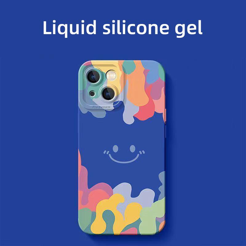 Kolorowa uśmiechnięta twarz odpowiednia dla Apple 15/14/13 minimalistyczne etui na iPhone 12pro odporne na upadki 7/8P