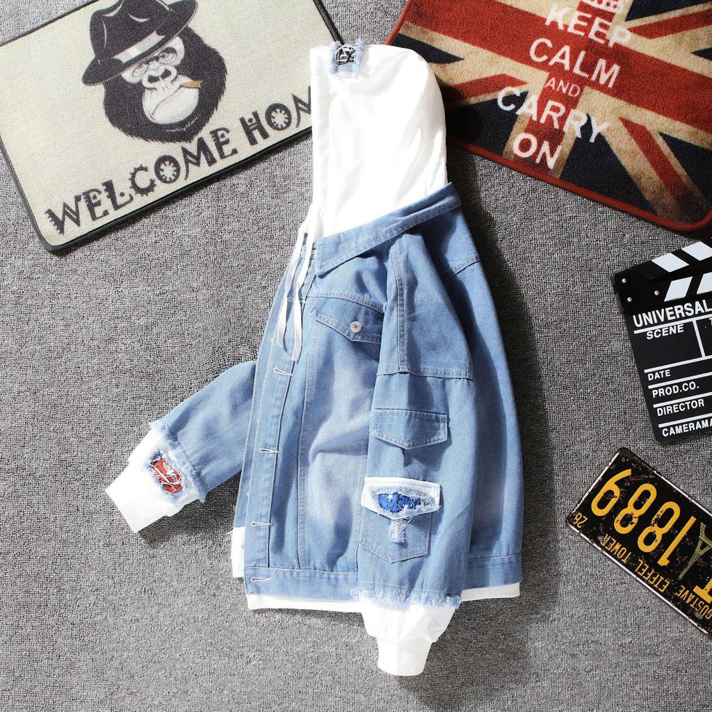 Men's Handsome Korean Style Loose Denim Jackets for Spring and Autumn