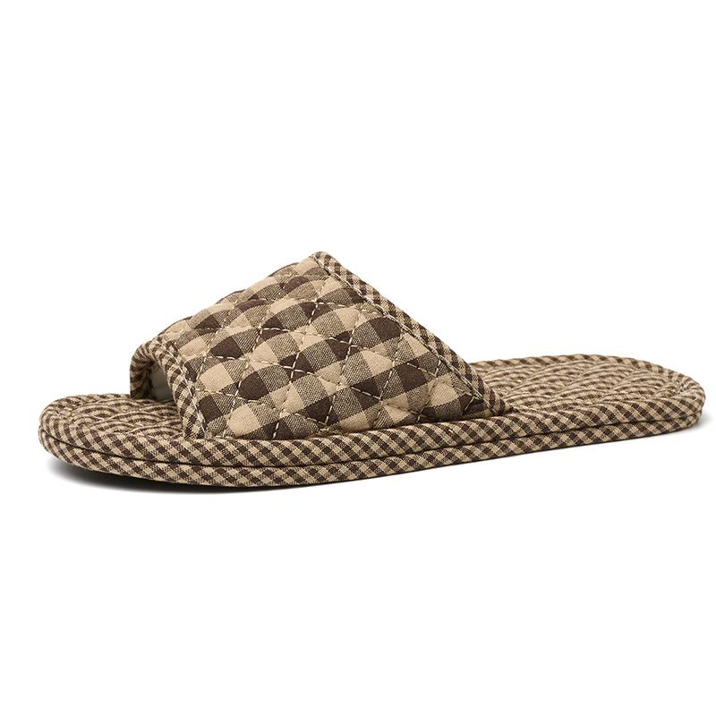 

Тапочки унисекс из клетчатой ткани с элегантным буквенным дизайном, удобные мокасины на мягкой подошве для дома, всесезонная осенняя обувь без застежек 39 хаки