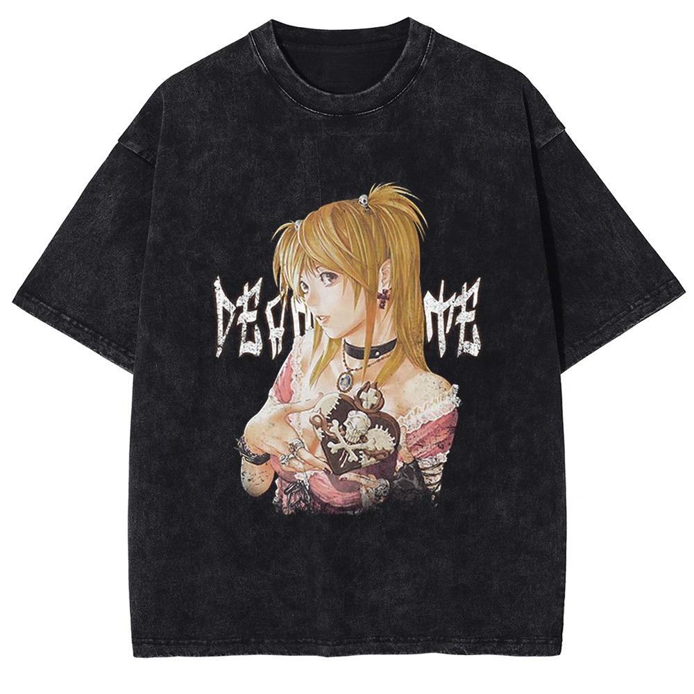 

Death Note Миса Аманэ Готический Винтажный Стиранный Оверсайз Футболка | Унисекс Аниме Уличная Одежда Удобные Футболки L