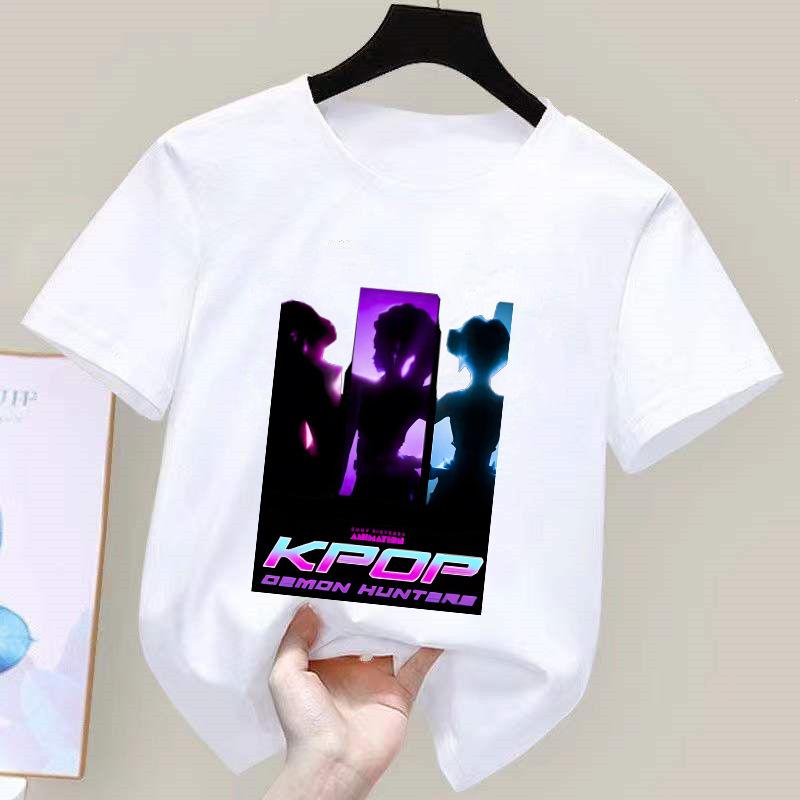 K-POP Demon Hunter Girl Group Unisex Cotton T-Shirt - Kids' Summer Short Sleeve Round Neck Top