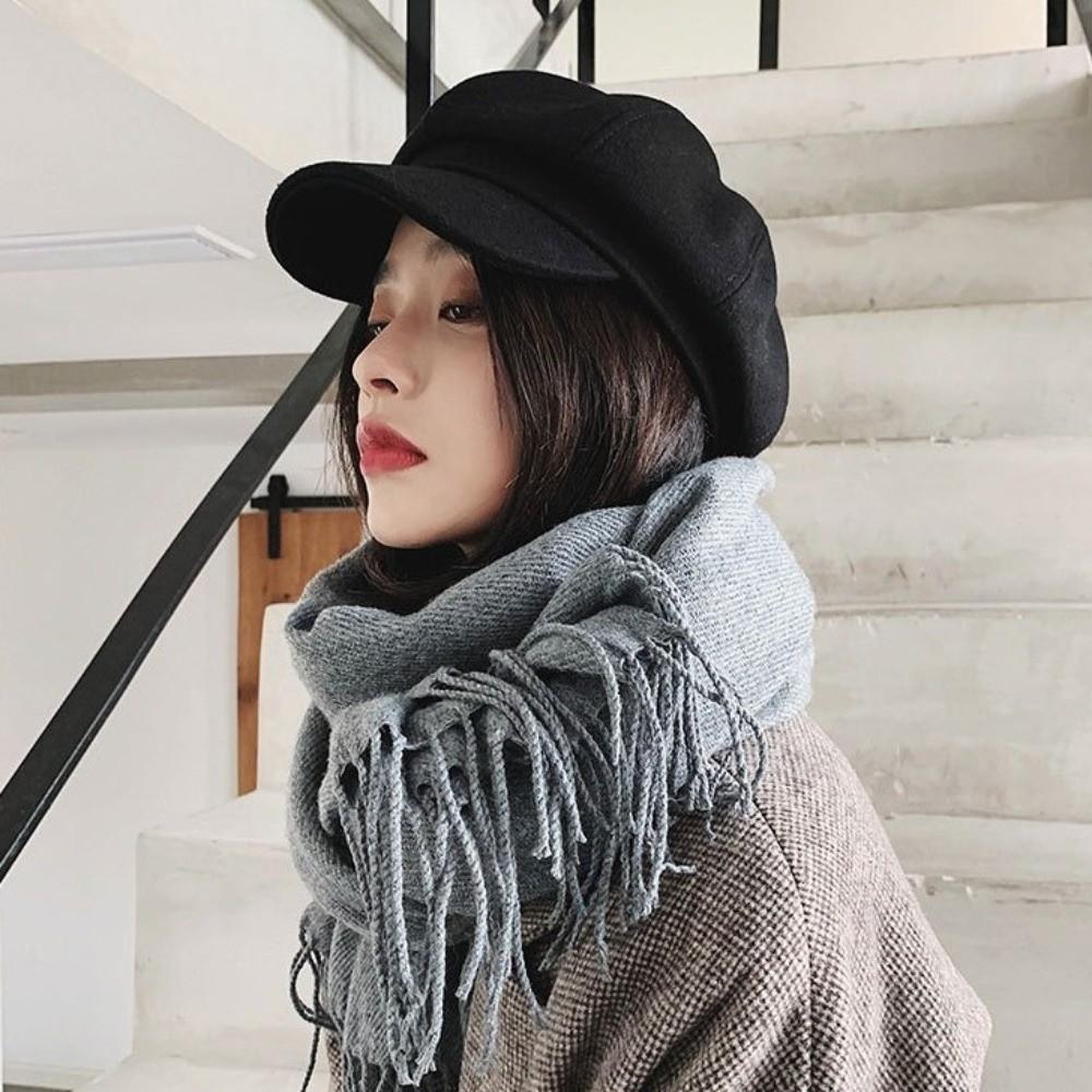 Thick Woolen Octagonal Hat Solid Color Painter Caps Casual British Berets  Autumn