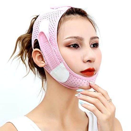 2026 Latest Version Face Belt Sauna Mask Small Lift-Up Line Double Chin Sagging Measures Beauty Goods High Elasticity Breathable Unisex (Pink)