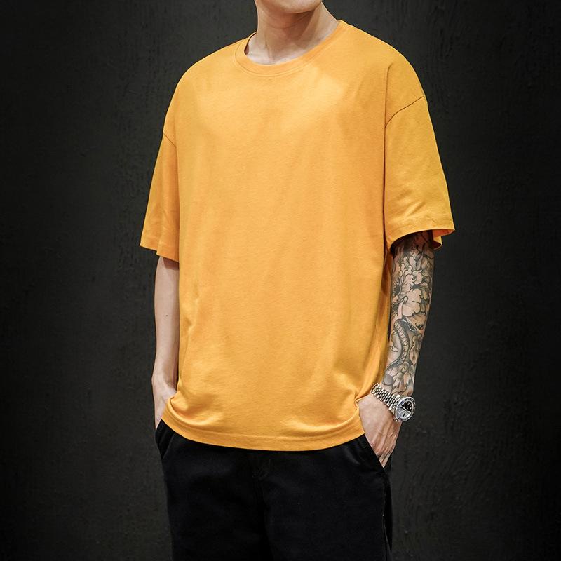 Summer Men's T Shirt Fashion Solid Oversized Hip Hop T-shirt Casual Cotton Mens Streetwear Top Tees