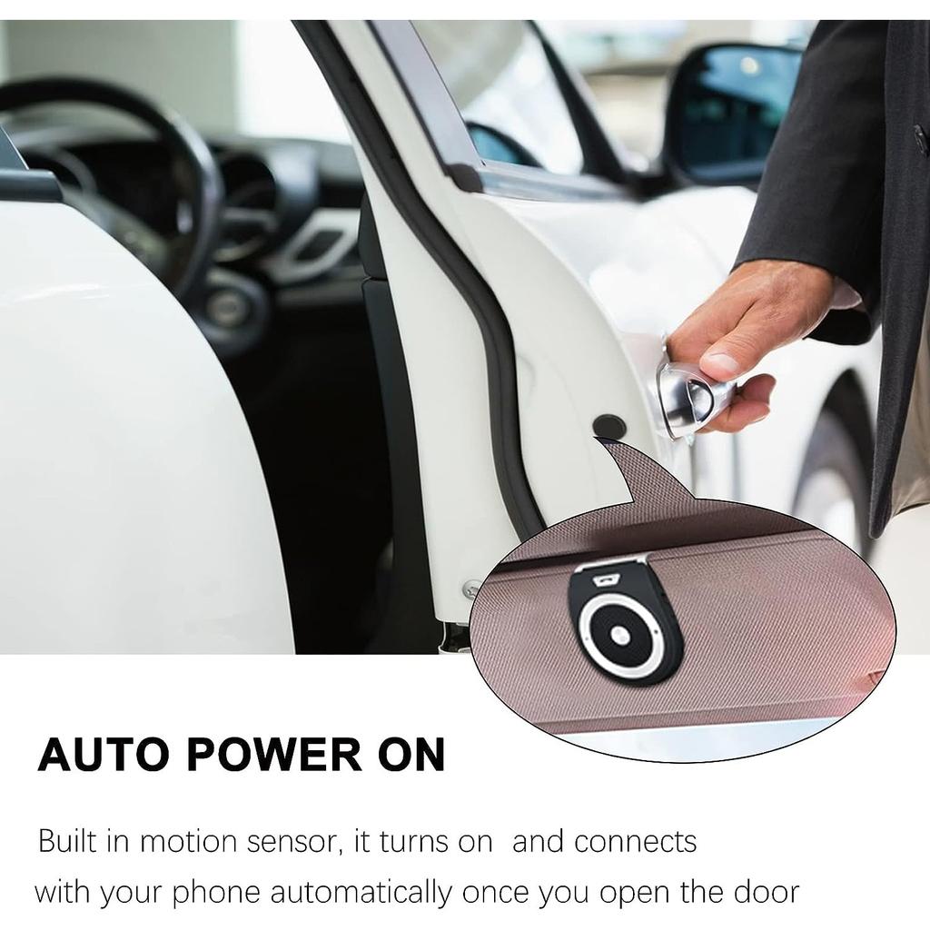 Bluetooth Hands-Free Kit, Car Hands-Free Kit, Auto Power On Siri Assistant Support, Built-in Microphone and Support GPS, Music