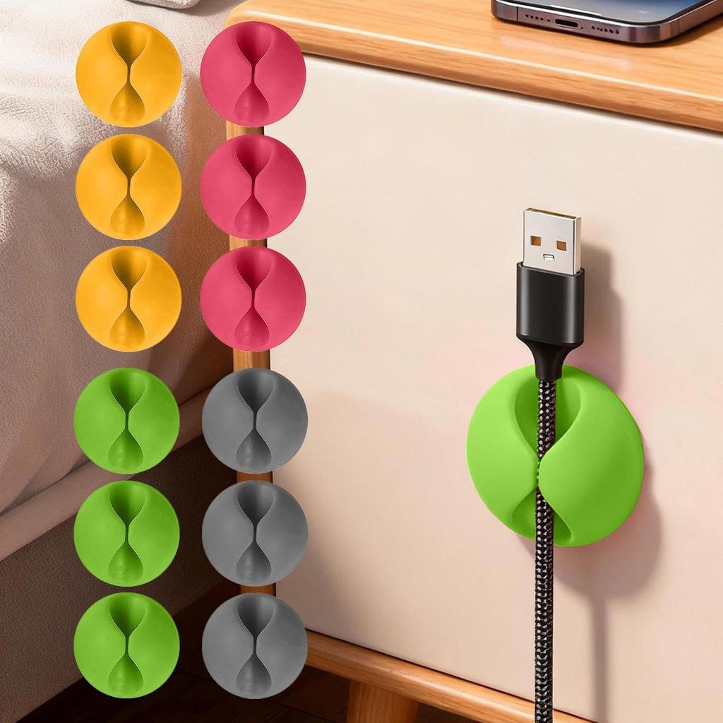 10PCS Desk Cable Organizer Clips for Wire Management Adhesive Cord Holders USB Charging Cables Office Desktop Organization