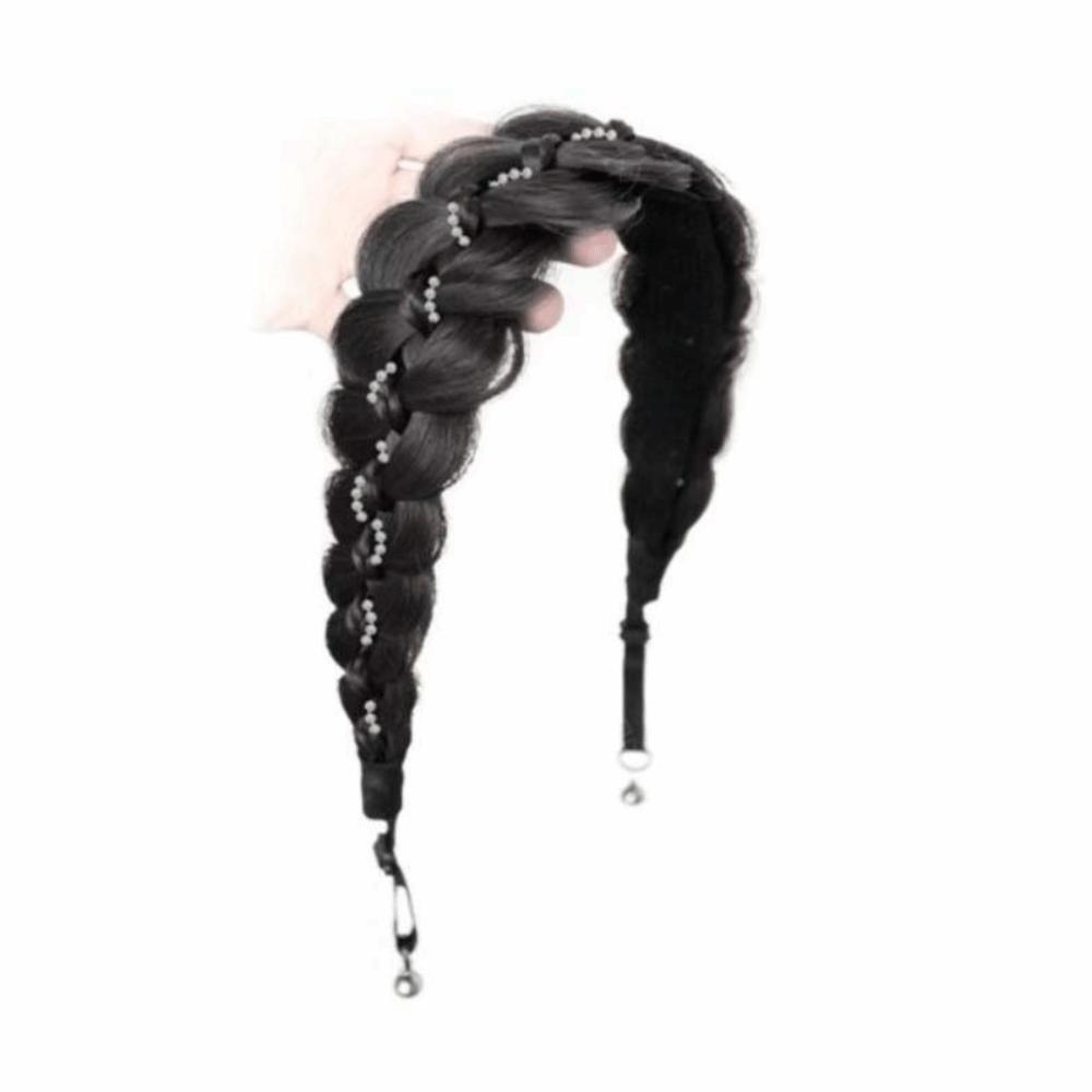 Pearl Adjustable Fishtail Braid Headband Easy Wig Headband Suitable for Daily and Casual Wear