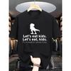 European Sizes Dinosaur Pattern Crew Neck T-Shirt with Fun Slogan Design, Suitable for Casual Wear