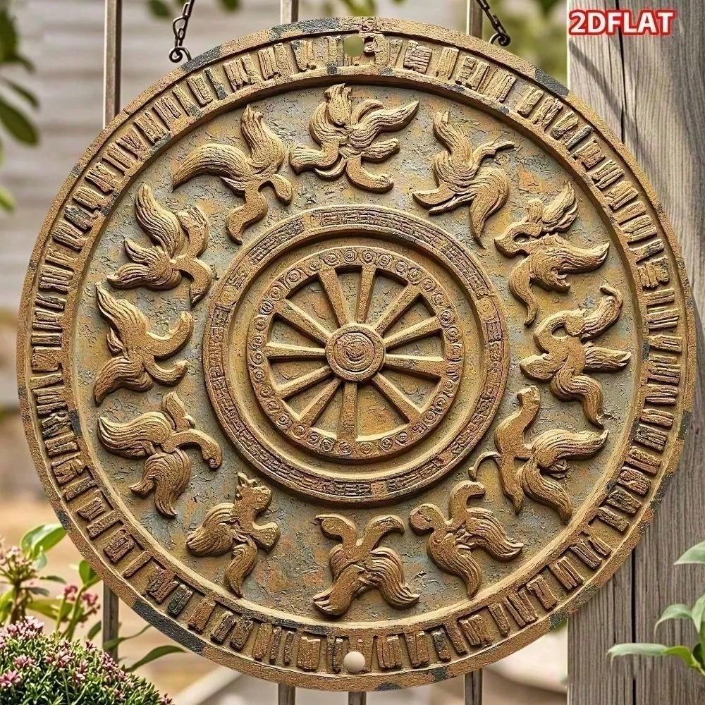 

American Style Phoenix Lotus Metal Wall Art 2D Flat Aluminum Sculpture Home Decor 8x8 Inch разноцветный