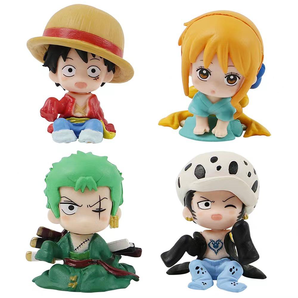 One Piece Action Figure Set With Luffy, Zoro, Nami, And Law Cute And Collectible Anime Toys