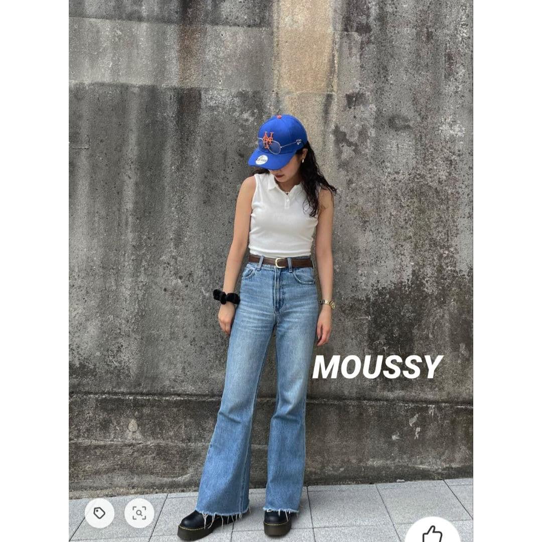 MOUSSY JW CUT OFF Bell Bottom Boot Cut Denim Light Blue