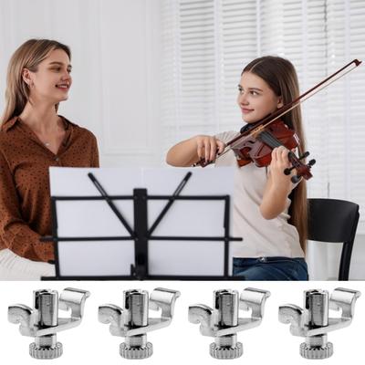 4 Stück 1/8 Geige Feinstimmer Vernickelter Stahl Mikro-Stimmer für Erhu und Kindergeige Einfach zu installierende Saitenversteller Anfänger Geigenstimmset