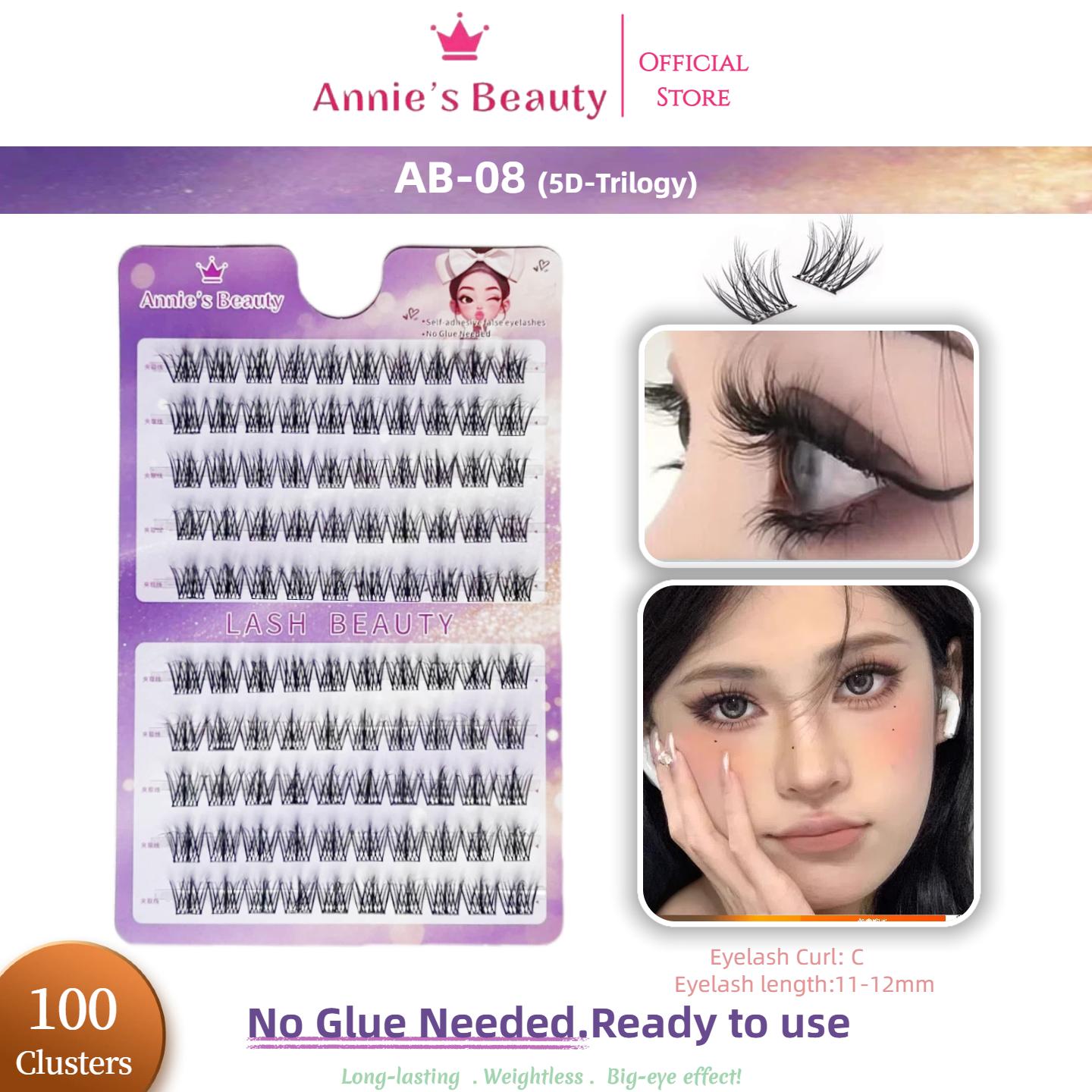 

100-240 Пучковые самоклеящиеся накладные ресницы, без клея, 11-16 мм, C+ изгиб, многоразовые, долговечные, водостойкие, ветроустойчивые, ленивые одинарные пучковые ресницы AB-5