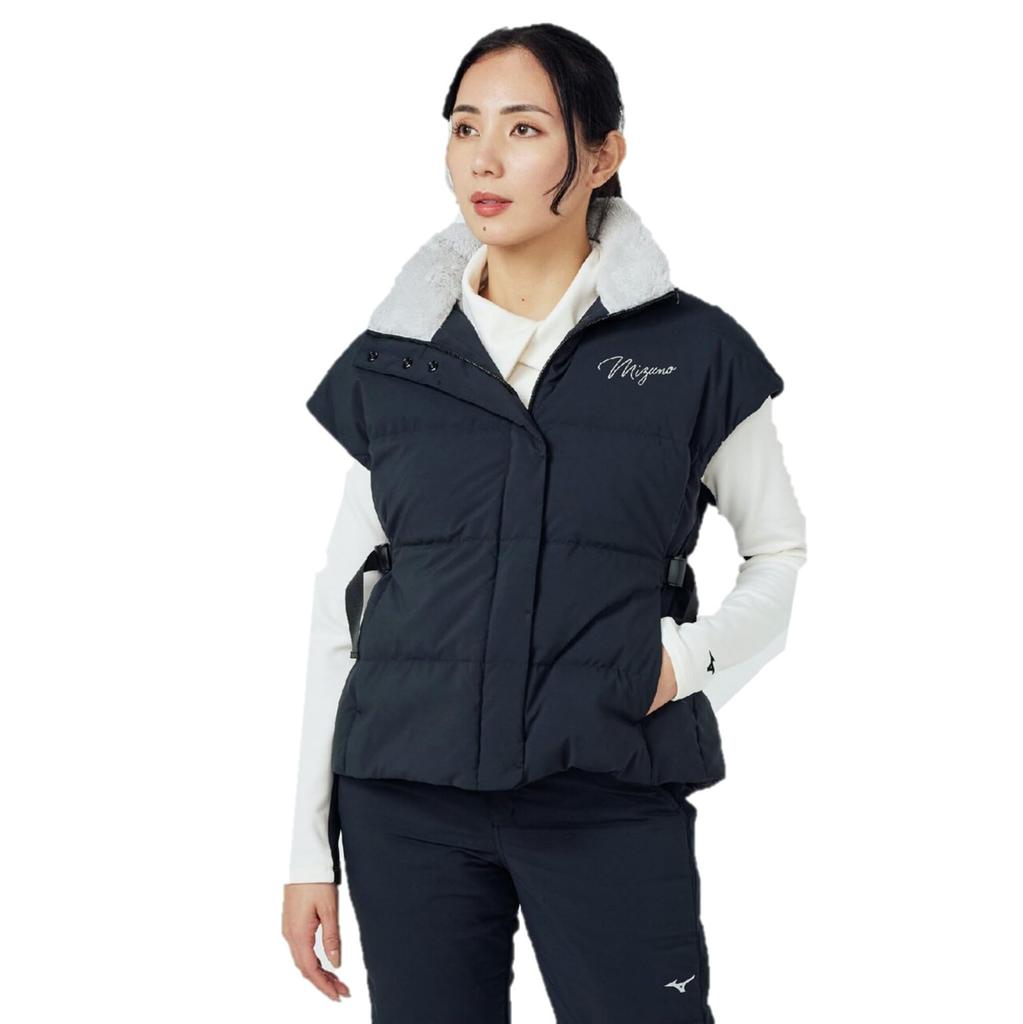 Mizuno Breath Thermo Bulky Down E2MEC702 Vest, Heat-Generating Material, Women's, Black,