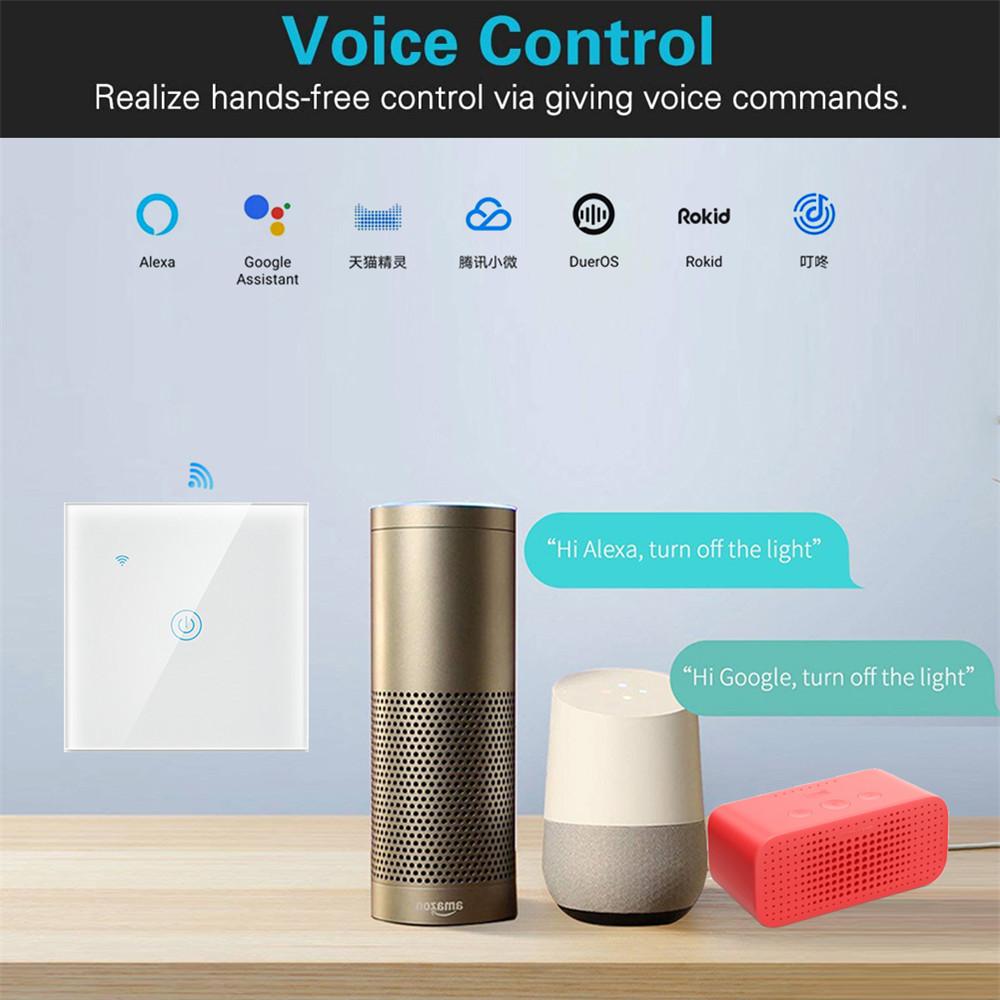 SLS Factory WiFi Wall Touch Light Switch 1 Gang EU White/Black/Gold-Compatible Alexa Google Home Made Glass PC Remote Control