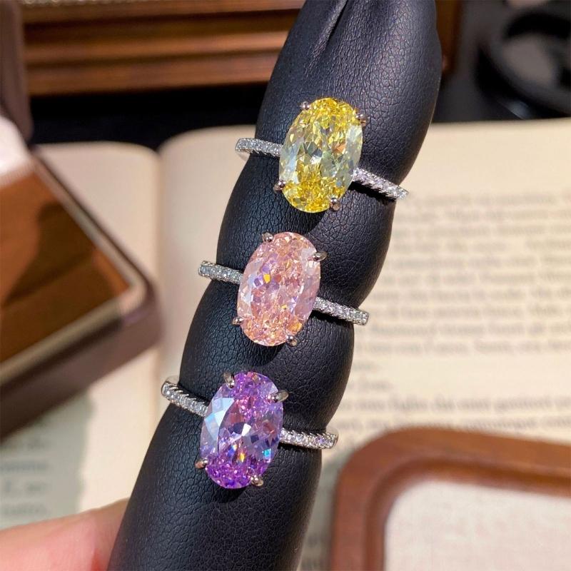 Stylish Adjustable Open Band Oval Zircon Rings For Daily Wear And Special Occasions