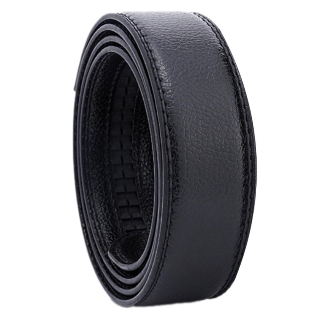 Men's PU Leather Belt Without Buckle for Automatic Buckle Waistband Perfect Fit Black Waist Ornament Waist Cincher
