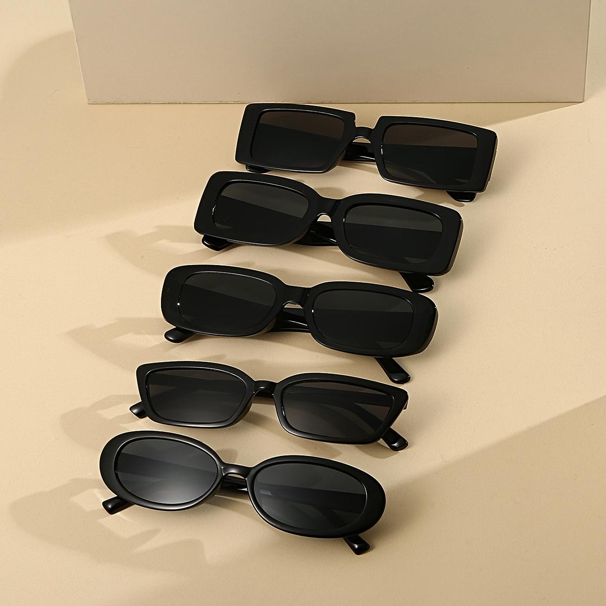 

5Pcs Women s European and American Classic Mixed Black Classic Set Glasses, Cool and Versatile Street Style Beach Glasses Set
