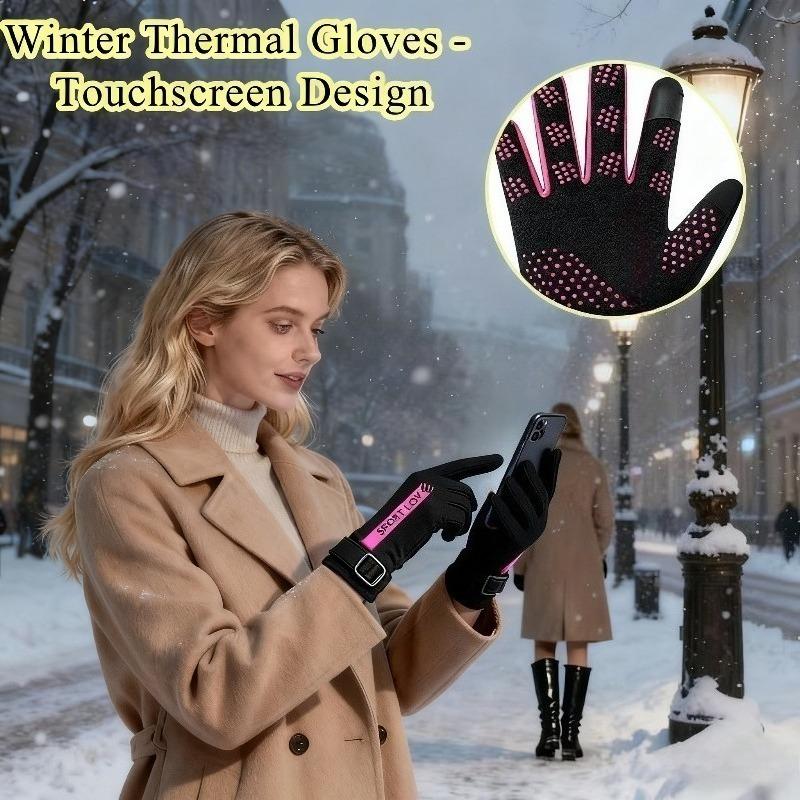 Winter Gloves for Women Thermal Fleece Cycling Gloves Cold Resistant Waterproof Mittens for Outdoor Running Skiing and Biking