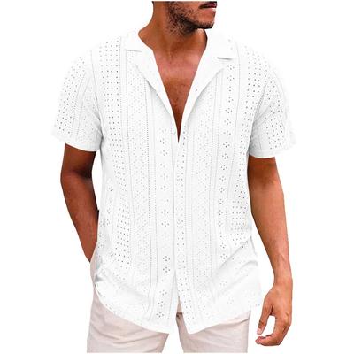 Summer Men's Solid Color Loose Casual Collar Short Sleeve Shirts Men’s