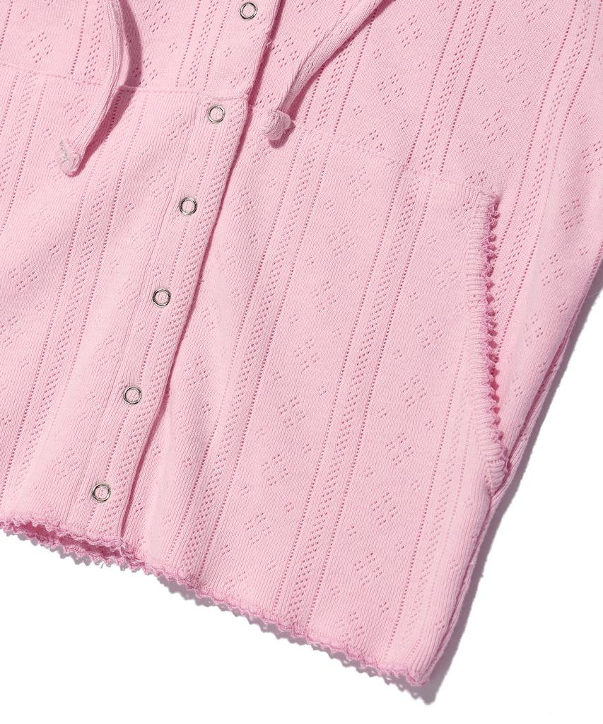 Youhee Eyelet Snap Hoodie Pink