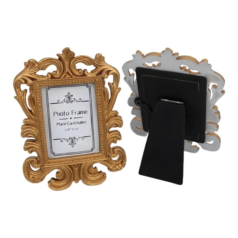 2 Stück Europäischer Eleganter Kleiner Tisch-Fotorahmen Mit Antikem Finish Harz-Bilderrahmen Für Wohnzimmer Schlafzimmer Dekorationen
