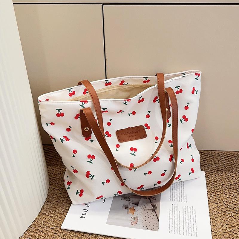 Sweet Cherry Print Shoulder Bag Large Capacity Trendy Women'S Handbag Tote Underarm Bag  Travel Storage Bag Birthday Gift