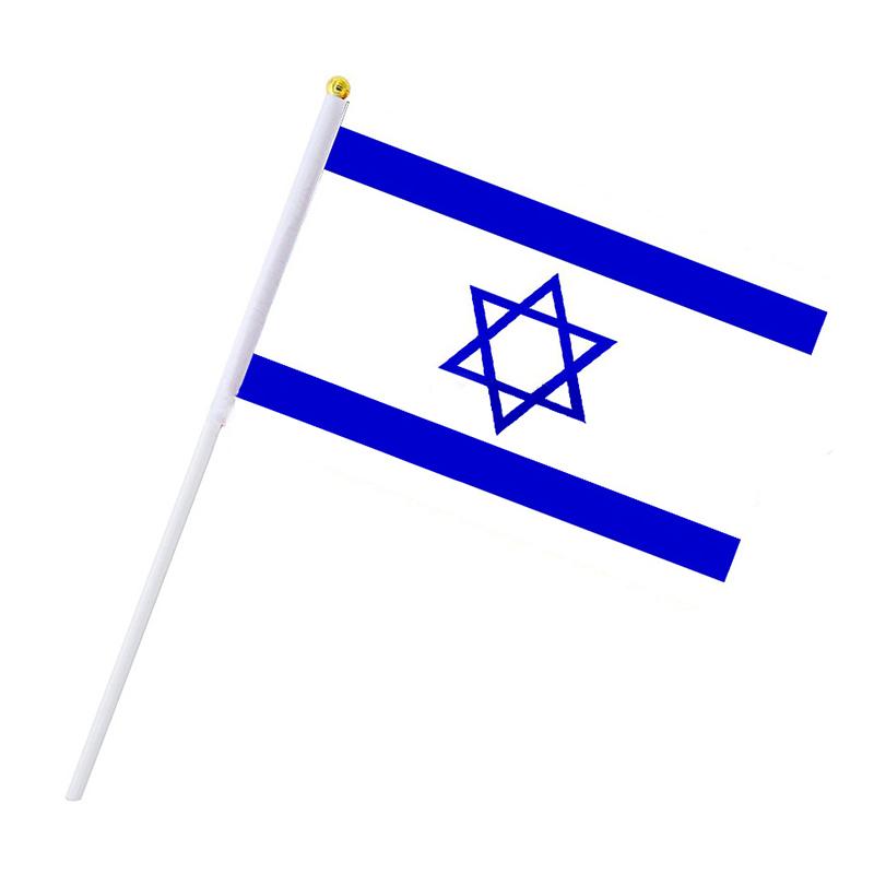 10Pcs Israel National Small Hand Held Waving Flag With Flagpole Car Window Flag Three Sizes Flag Indoor Outdoor Home Decor