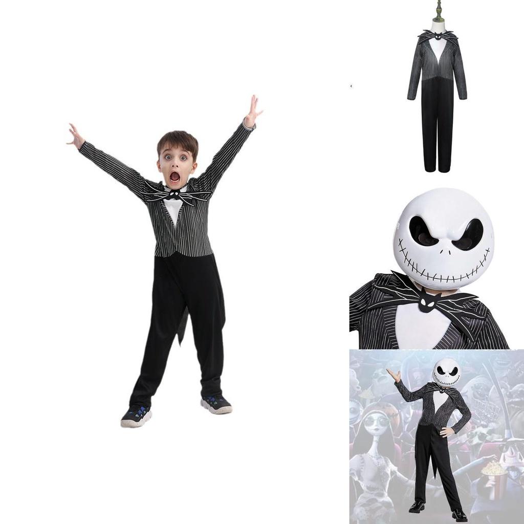 Jack Skellington Cosplay Costume Halloween Party Outfit For Boys