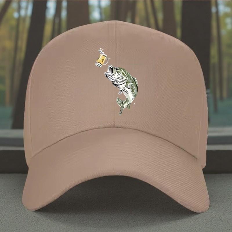 Fish Jumping For Beer Adjustable Baseball Cap Outdoor Casual Unisex Snapback Hat