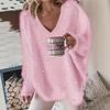 2025 A/W V-Neck Beaded Solid Color Sweater for Women
