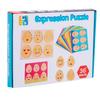 Montessori Toys for Toddlers,Wooden Changing Egg Expression Puzzle, Expression Matching Game, Parent-Child Interaction Game