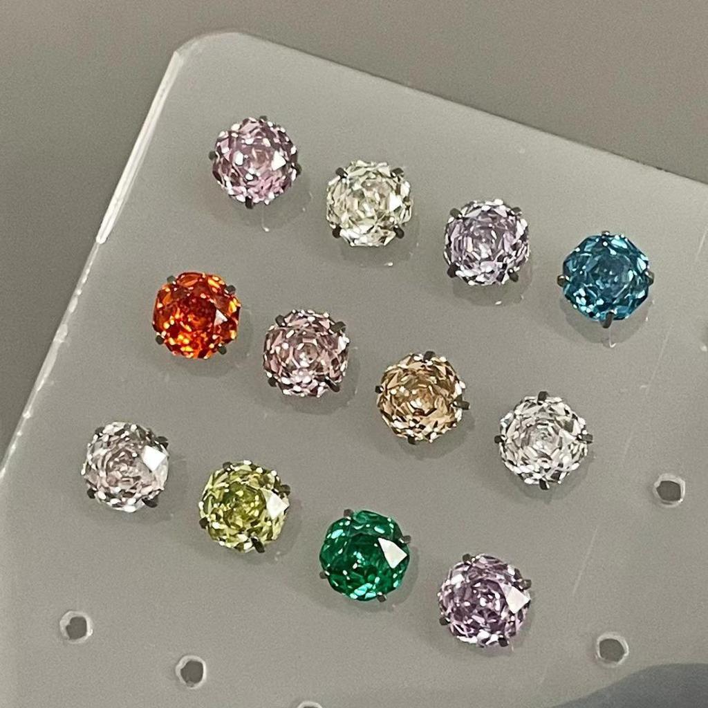 6mm Millennium Rose Cut Zircon Flat Back Earrings - Sweet & Spicy Bling for Cartilage & Conch.