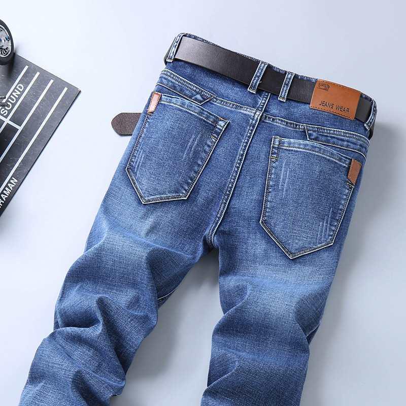 Elastic Men's Jeans: Spring/Summer Straight, Loose, Large Size, Wear-Resistant, Casual Work Pants with Free Shipping