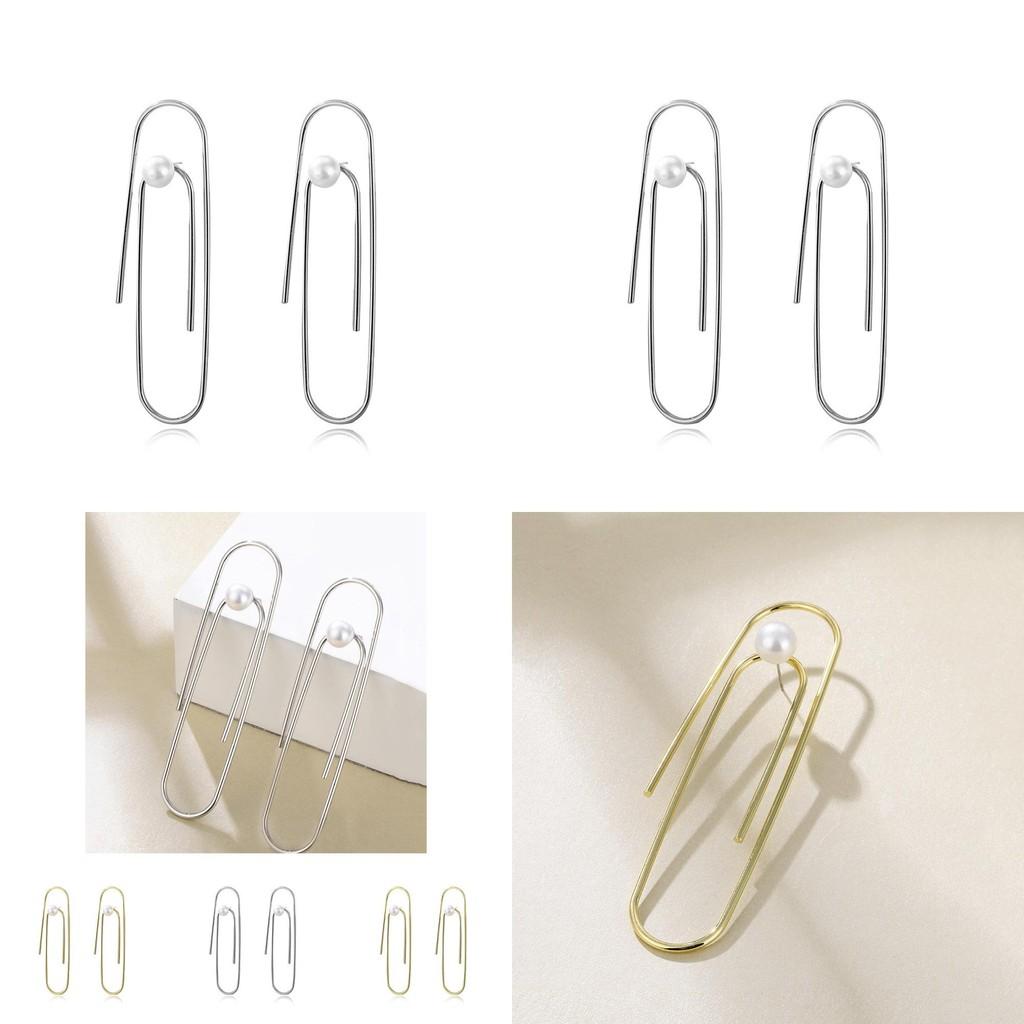 Exquisite European American Style U-pin Earrings Chic Pearl Decorated Accessory