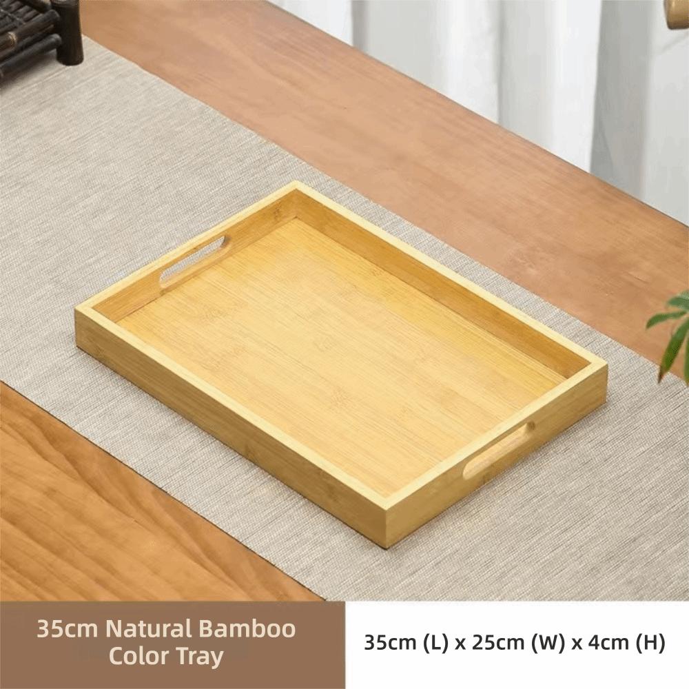 Rectangular Bamboo Wooden Tray With Handle Dessert Pallet Decorate Tray Serving Tray Coffee Table