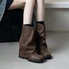 Square Head Thick Heel Short Boots Women's Autumn and Winter Boots 2025 French Retro Short Boots Western Suede Warehouse Tube Martin Boots