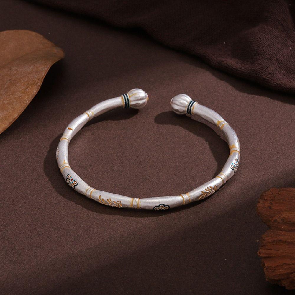 Solid Slub Pumpkin Opening Bangles Ethnic Style Open Cuff Bracelet  Banquet Jewelry
