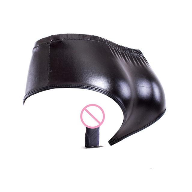 PU Leather Penis Panties Silicone Anal Butt Plug Dildos Lesbian Strapon Chastity Pants Underwear Masturbation Vibrating Sex Toys