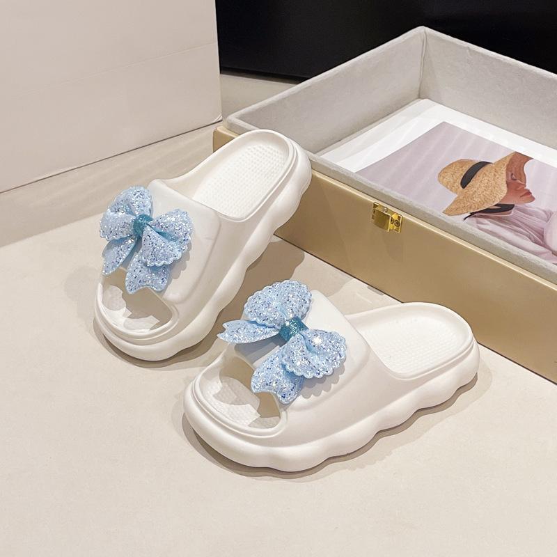 Girls' Soft Sole Non-Slip Bow Slippers for Outdoors - Princess Style