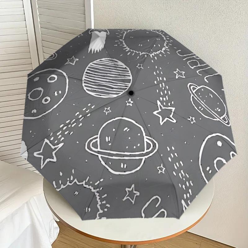 1pc Space Doodles Automatic Folding Umbrella, Casual Outdoor Accessory, Birthday Festival Gift yy251126115