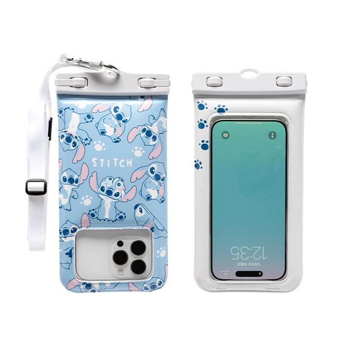 

DIVAID Disney Character Waterproof Case with Shoulder Strap with iPhone and Android Wide-Size (Stitch/All-Over Print) [Compatible Smartphones,