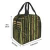 Green Bamboo Forest Pattern Insulated Lunch Bag for Women Children Portable Food Boxes Thermal Lunch Box Tote
